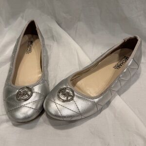 Michael Kors Faye quilted ballet flat in metallic silver